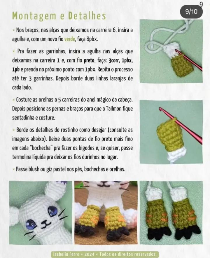 Padrão de Amigurumi Tailmon Gratuito por Isabella Ferro