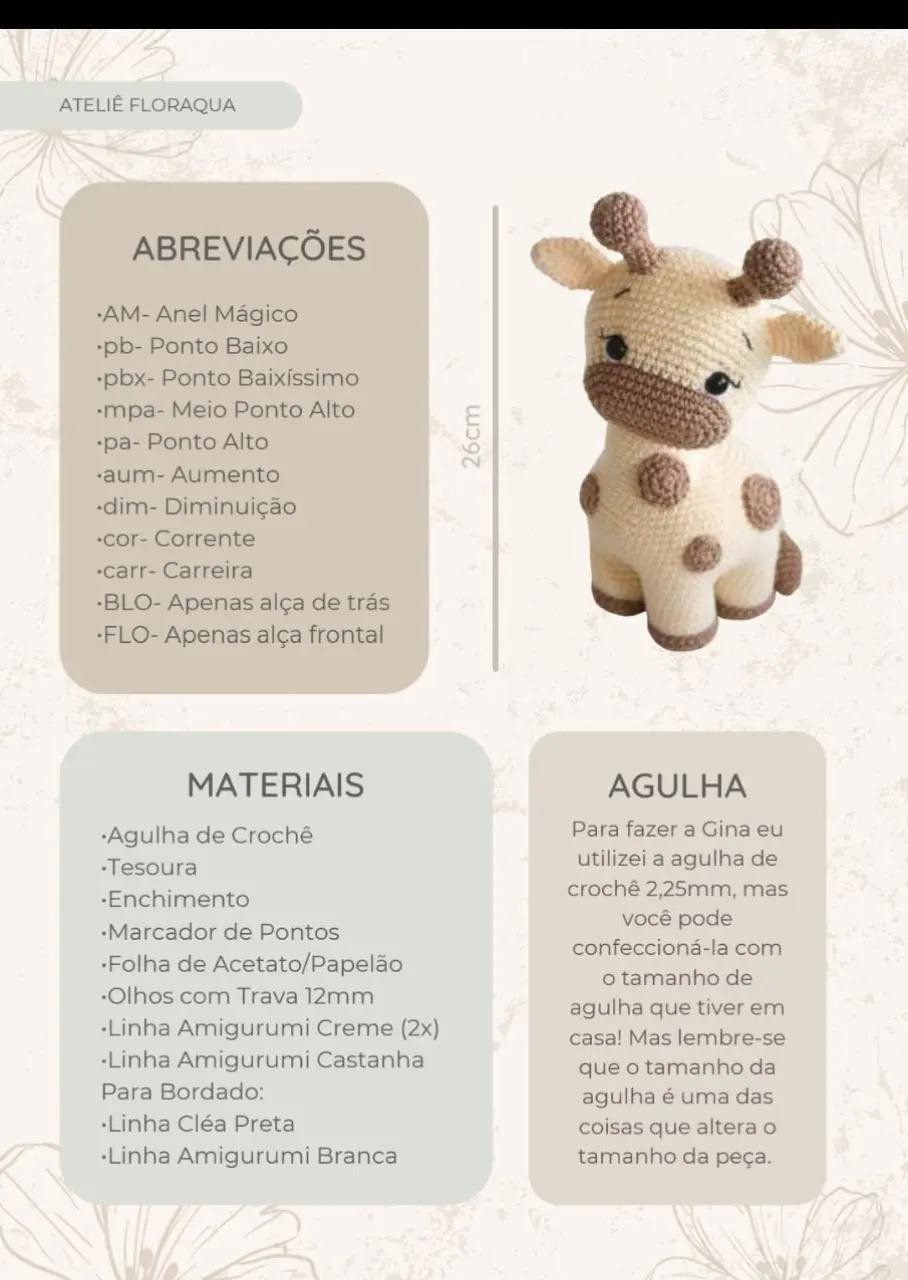 Padrão de Crochê Amigurumi Girafa Gina: Criação Adorável e Detalhada