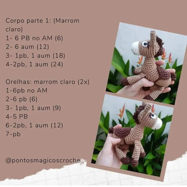 Padrão de Crochê Grátis: Cavalo de Brinquedo Amigurumi