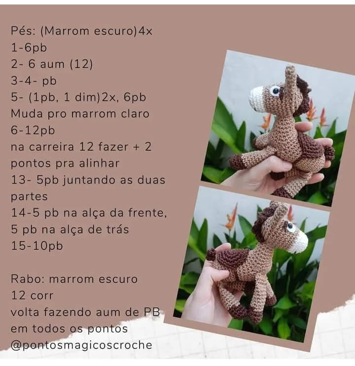 Padrão de Crochê Grátis: Cavalo de Brinquedo Amigurumi
