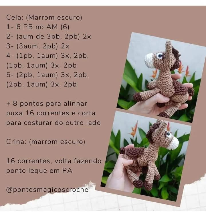 Padrão de Crochê Grátis: Cavalo de Brinquedo Amigurumi