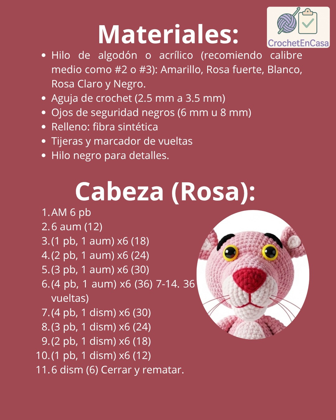 Patrón amigurumi de la Pantera Rosa: crea tu propio personaje icónico