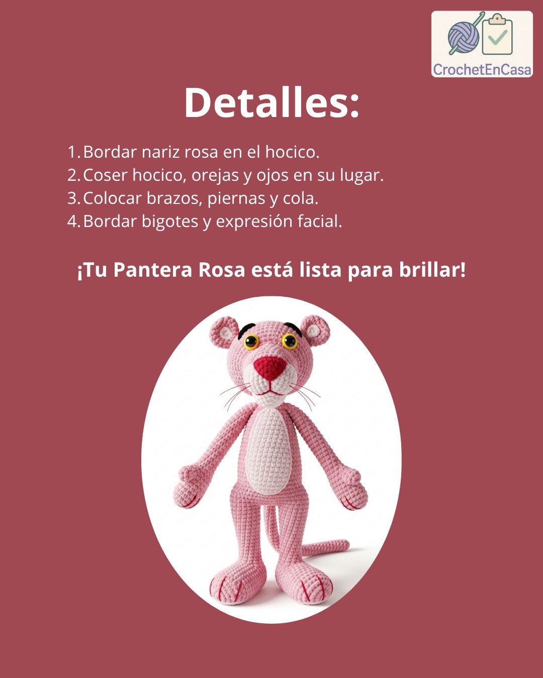 Patrón amigurumi de la Pantera Rosa: crea tu propio personaje icónico