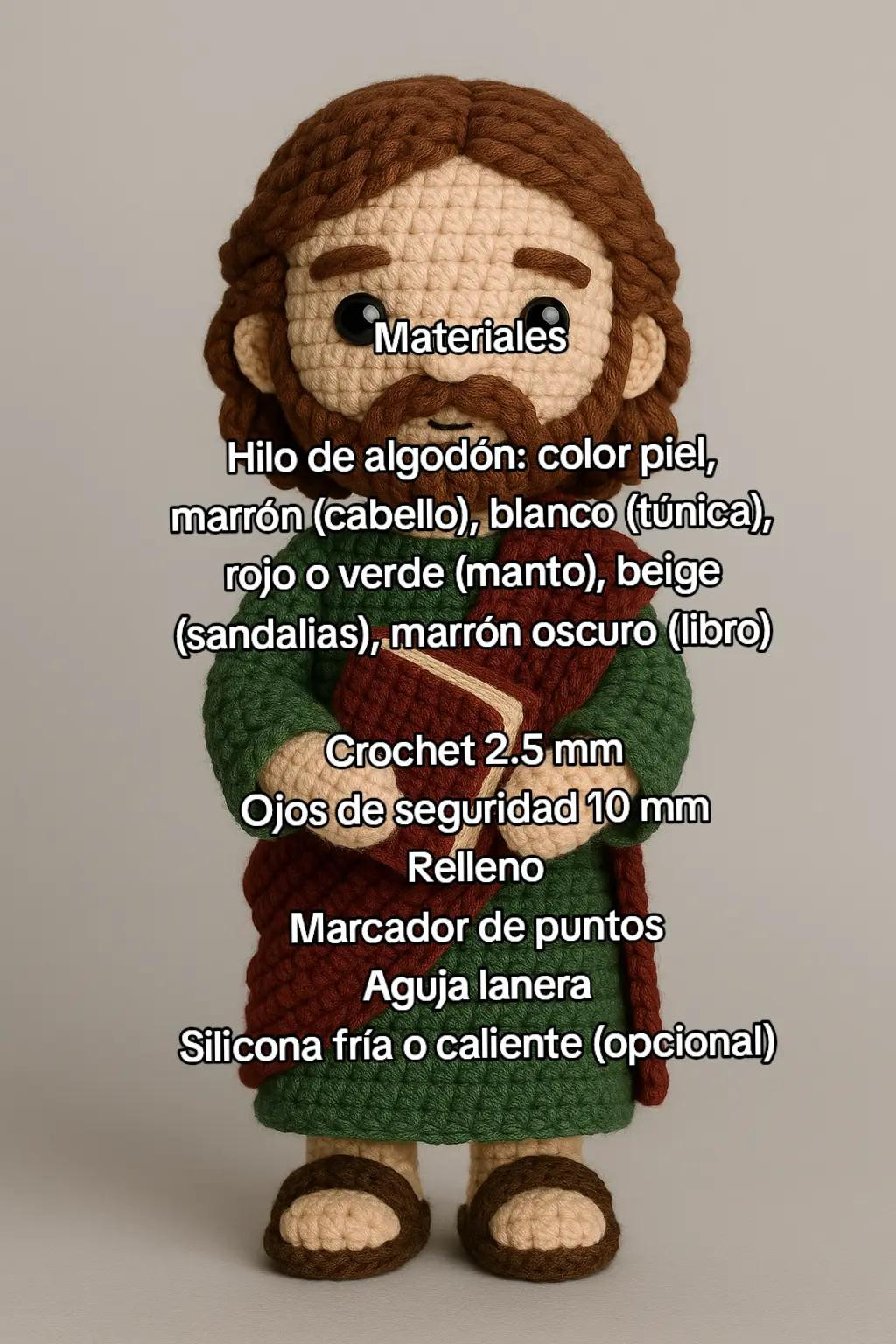 Patrón Amigurumi de San Juan Evangelista: Creación Intermedia de 18-22 cm