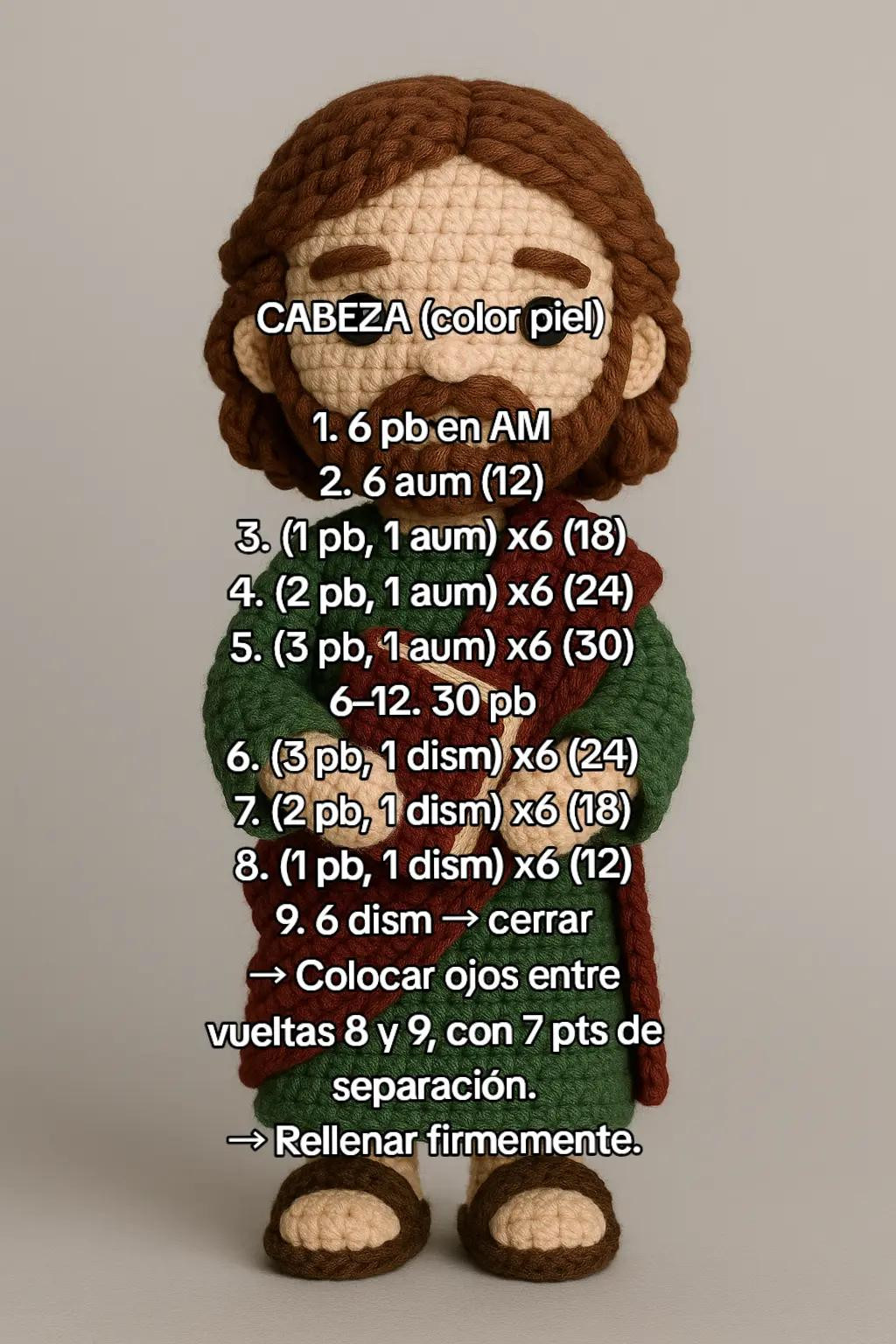 Patrón Amigurumi de San Juan Evangelista: Creación Intermedia de 18-22 cm