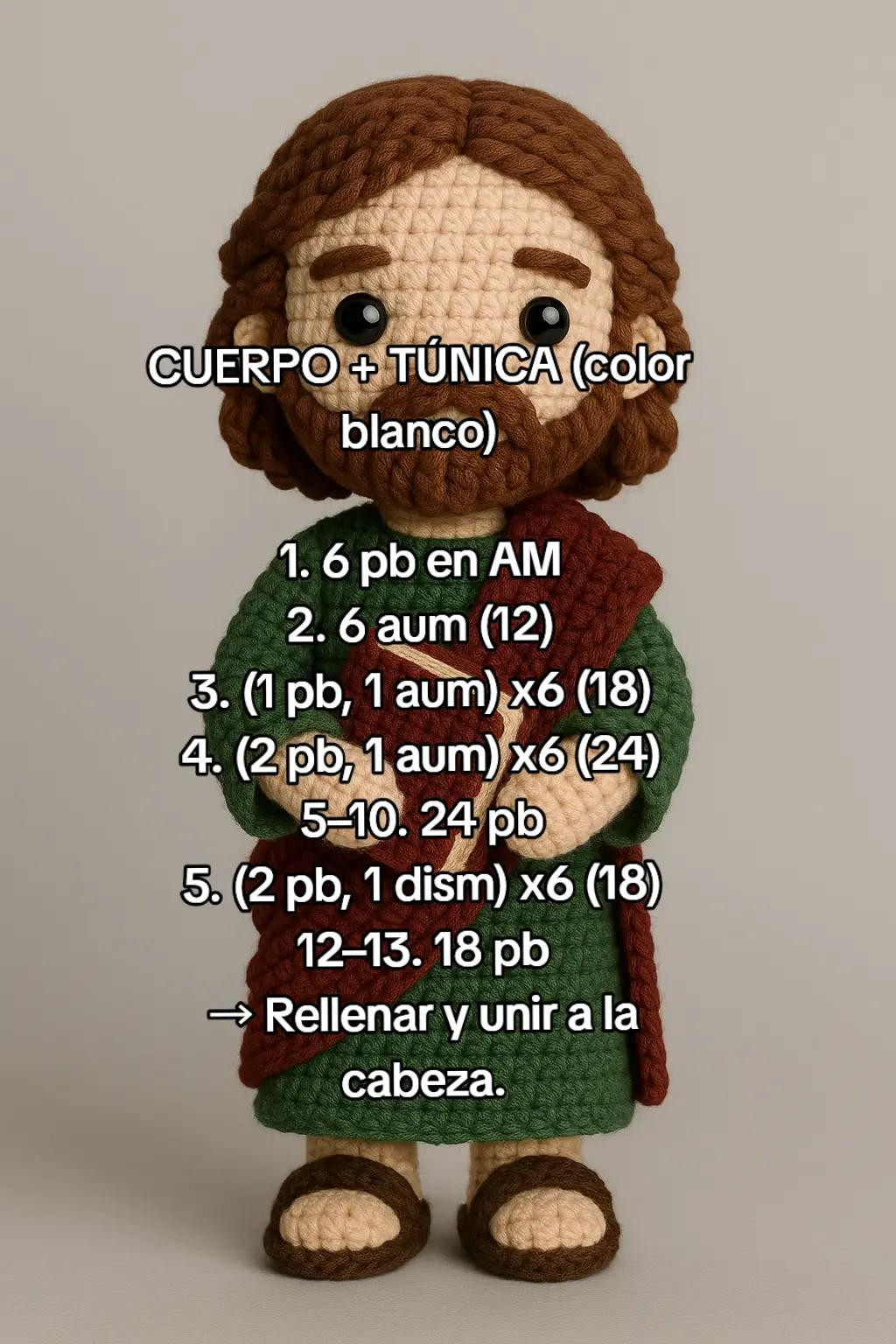 Patrón Amigurumi de San Juan Evangelista: Creación Intermedia de 18-22 cm