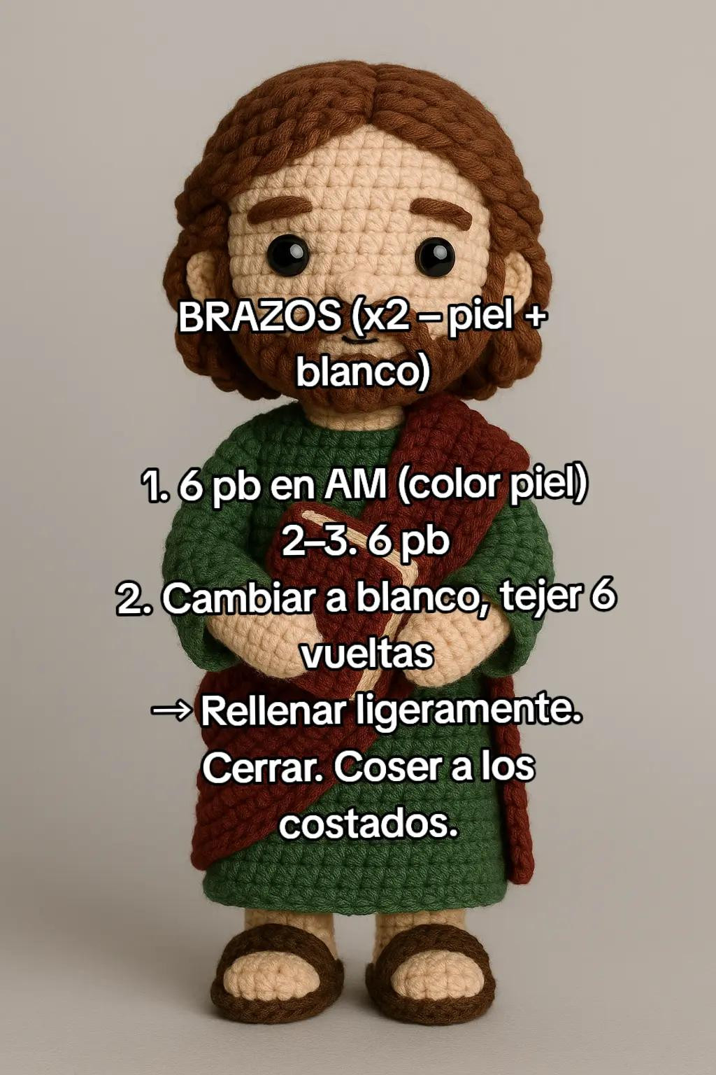 Patrón Amigurumi de San Juan Evangelista: Creación Intermedia de 18-22 cm