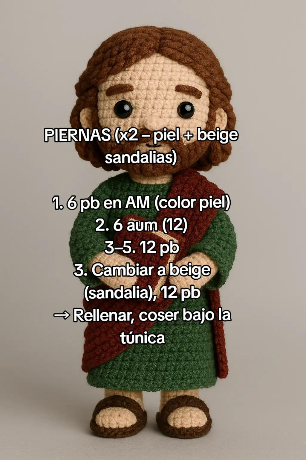 Patrón Amigurumi de San Juan Evangelista: Creación Intermedia de 18-22 cm