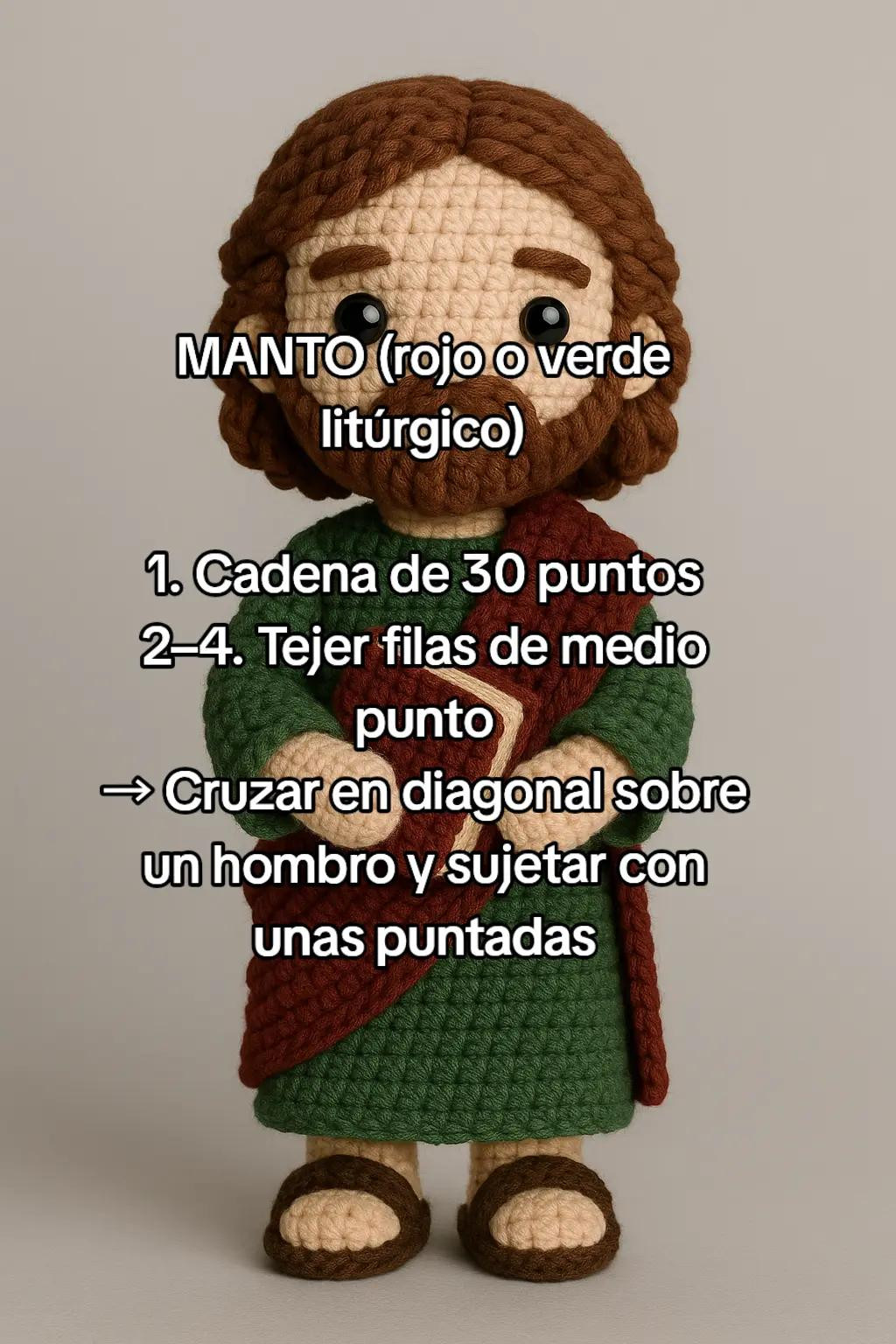 Patrón Amigurumi de San Juan Evangelista: Creación Intermedia de 18-22 cm