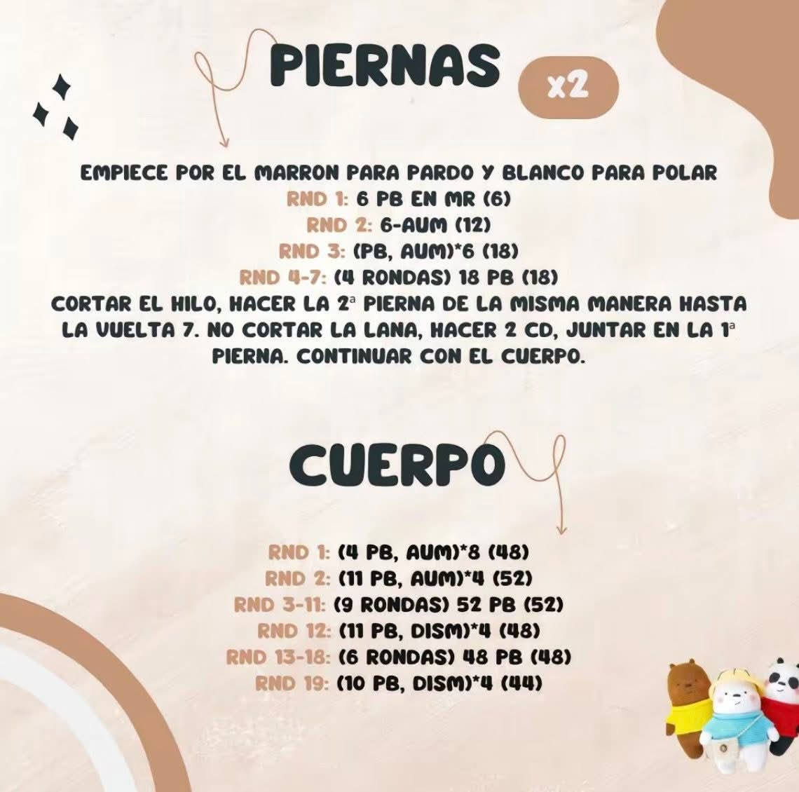 Patrón Amigurumi Gratis: Osos Escandalosos Pardo y Polar