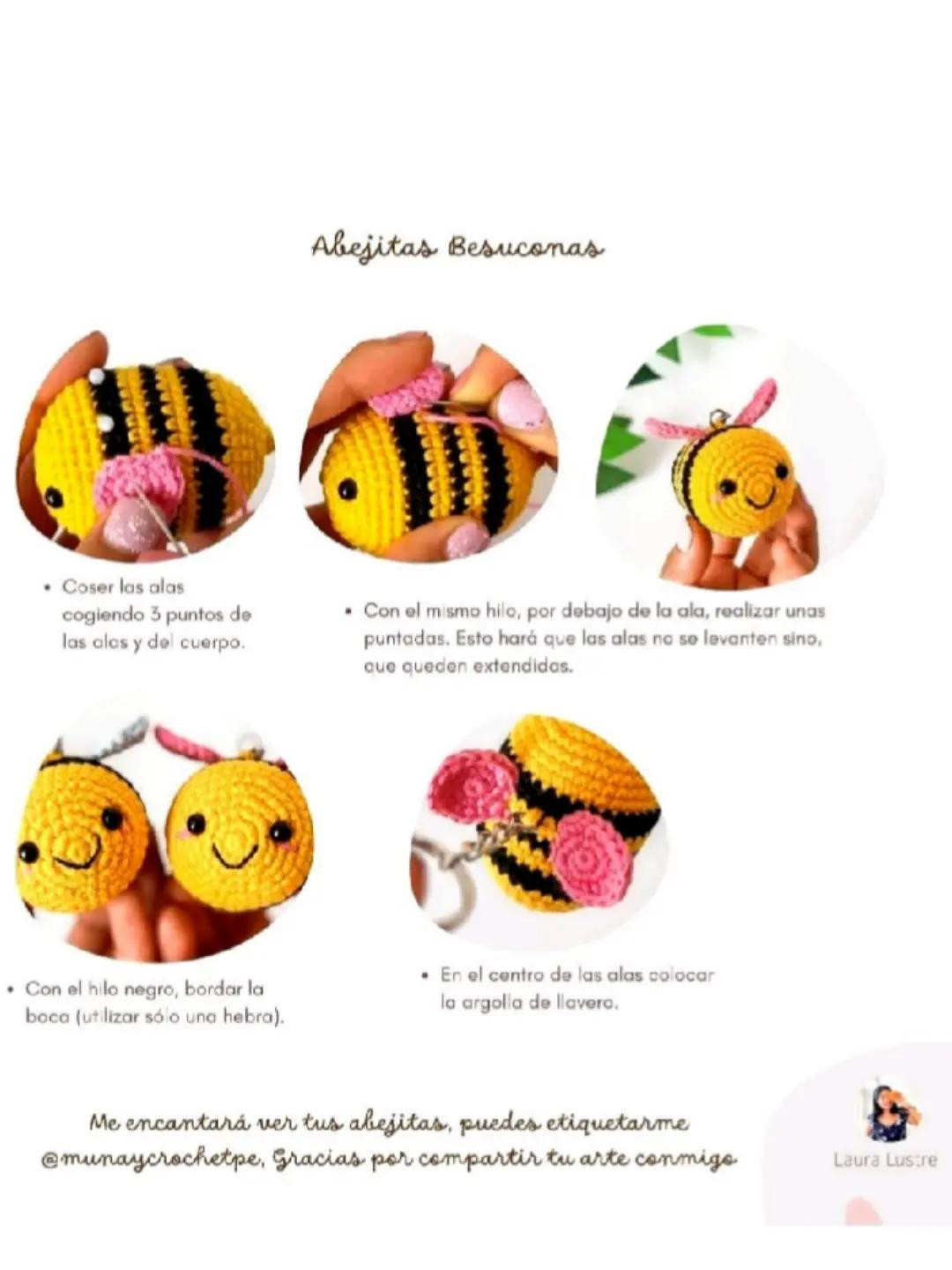 Patrón de abejitas besuconas: crea tu llavero amigurumi paso a paso