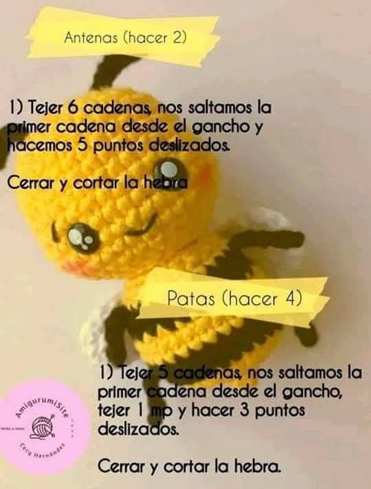 Patrón de Amigurumi: Abeja de Ganchillo Adorable y Fácil de Hacer