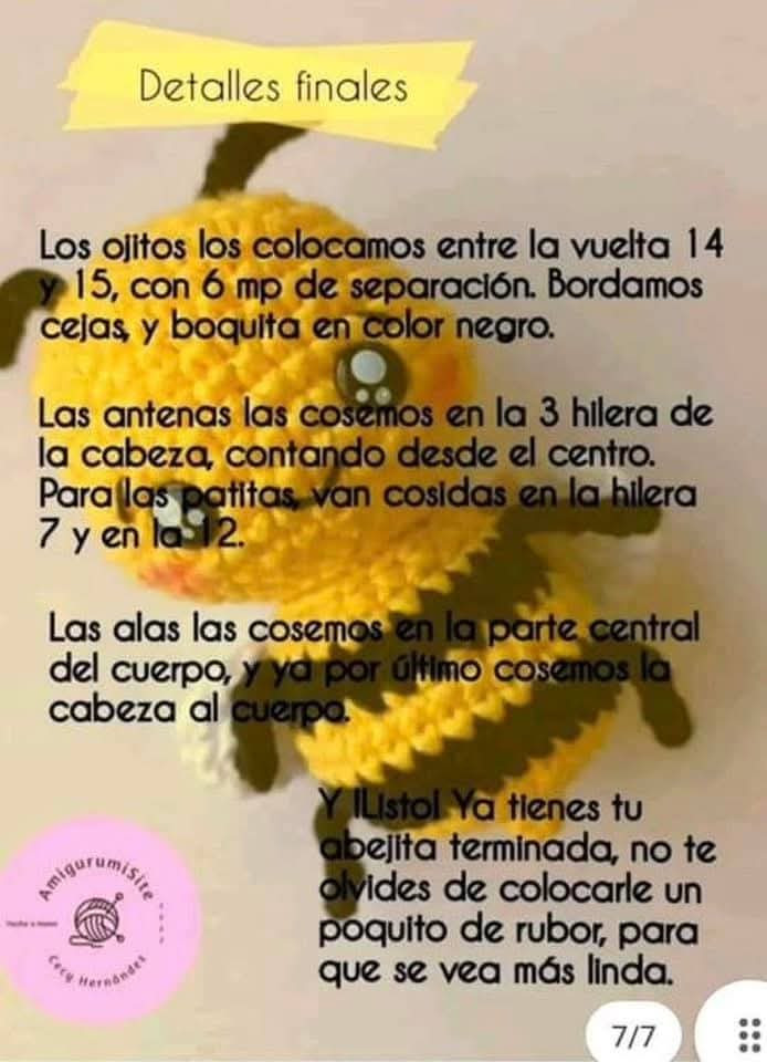 Patrón de Amigurumi: Abeja de Ganchillo Adorable y Fácil de Hacer