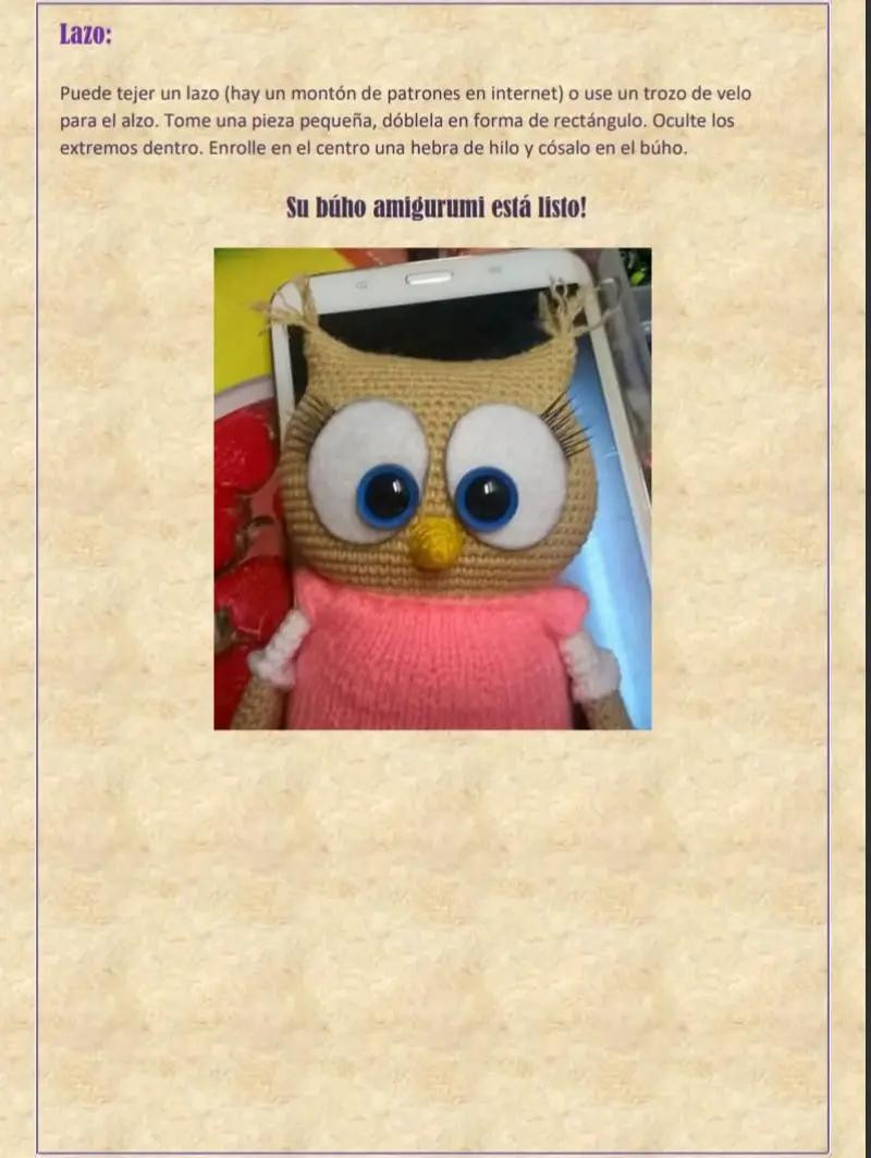 Patrón de Amigurumi: Búho Adorable con Vestido para Tejedores Avanzados