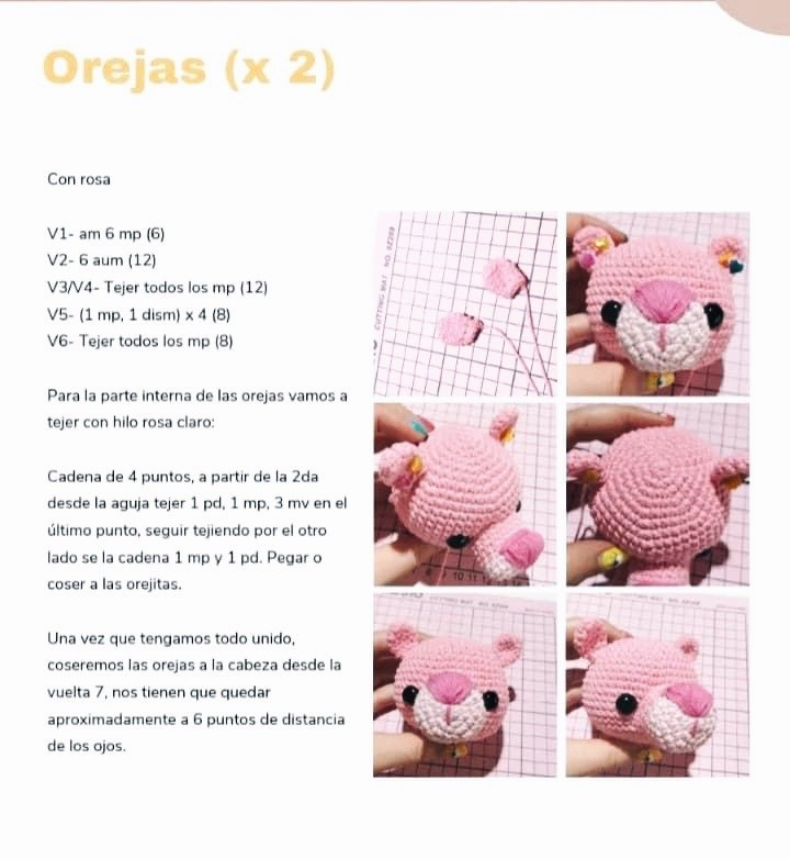 Patrón de amigurumi: Cómo hacer una pantera rosa adorable