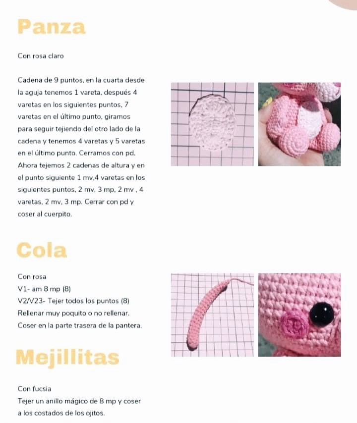 Patrón de amigurumi: Cómo hacer una pantera rosa adorable