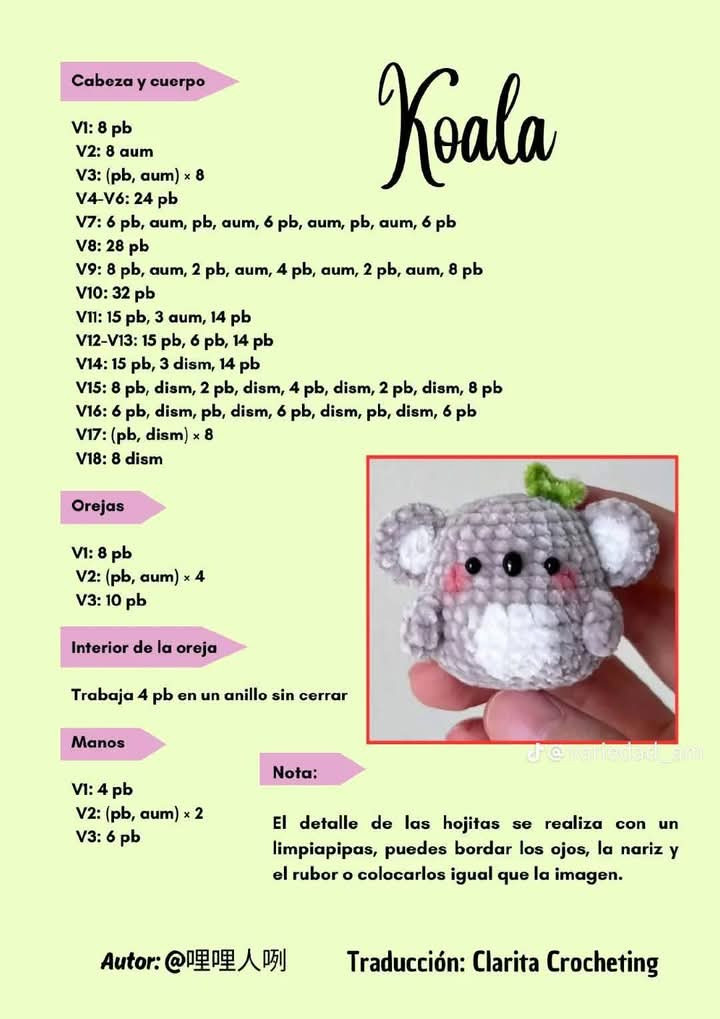 Patrón de Amigurumi: Cómo Tejer un Koala Adorable