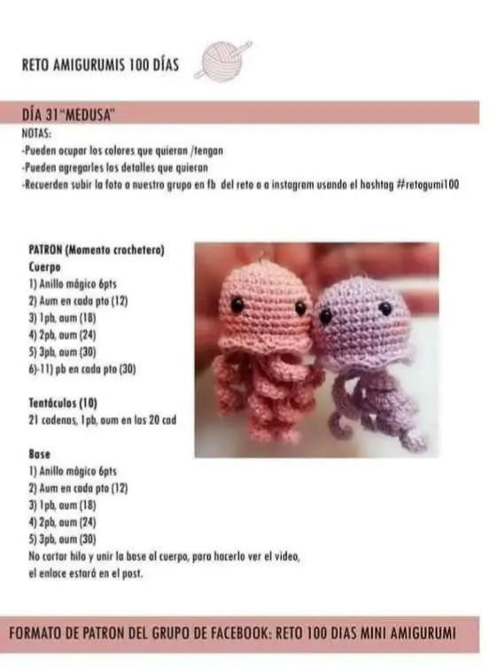 Patrón de Amigurumi: Cómo Tejer una Medusa de Ganchillo Paso a Paso