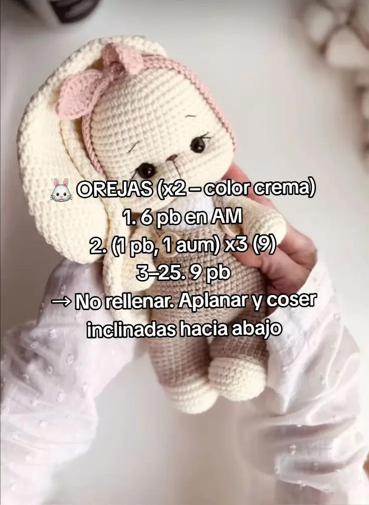 Patrón de Amigurumi: Conejita en Overol, Nivel Intermedio