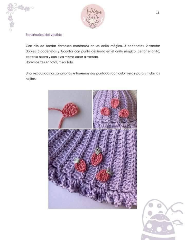Patrón de Amigurumi: Conejito con Vestido Lila y Sombrero
