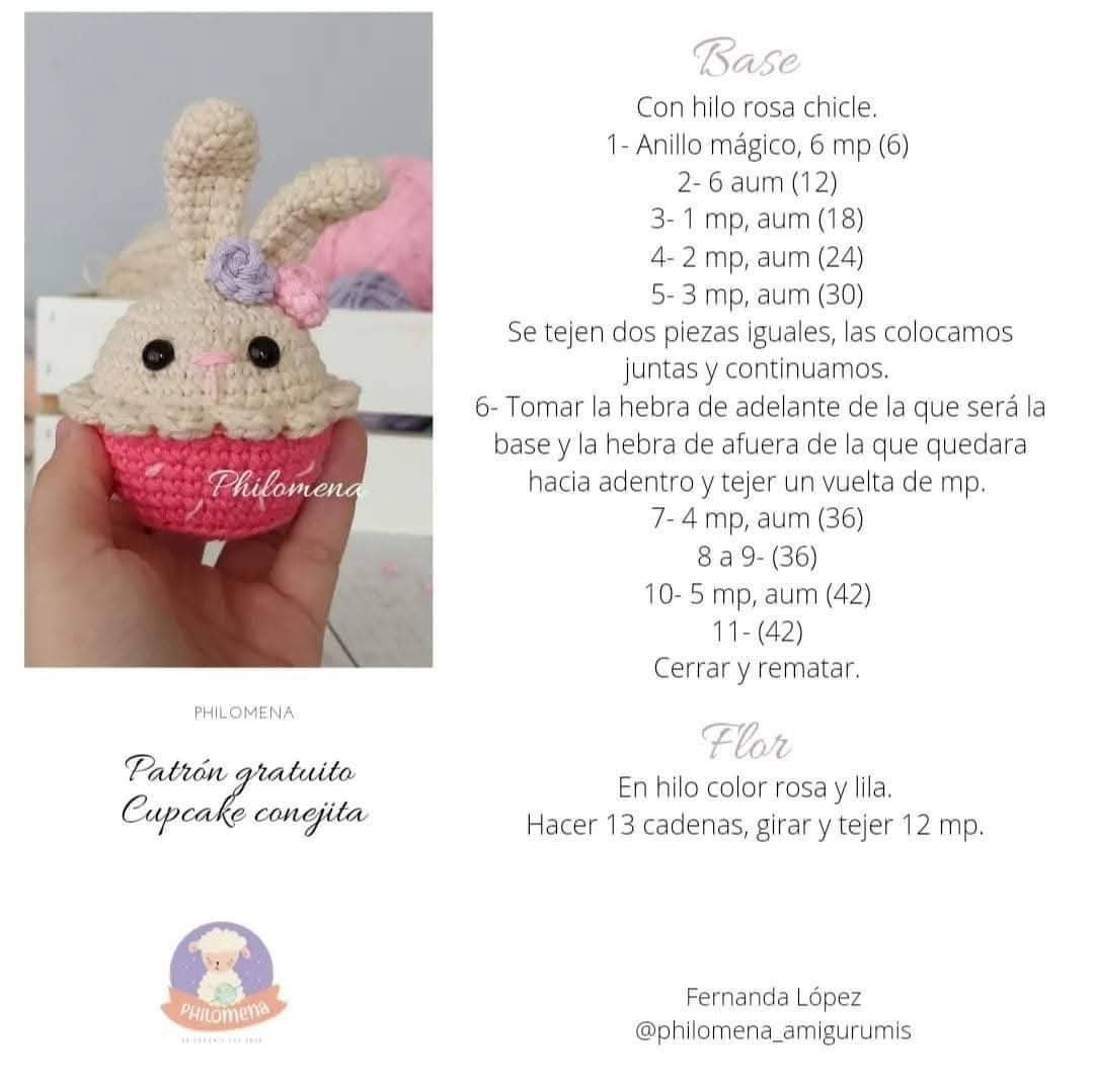Patrón de amigurumi: Conejito cupcake adorable y fácil de tejer