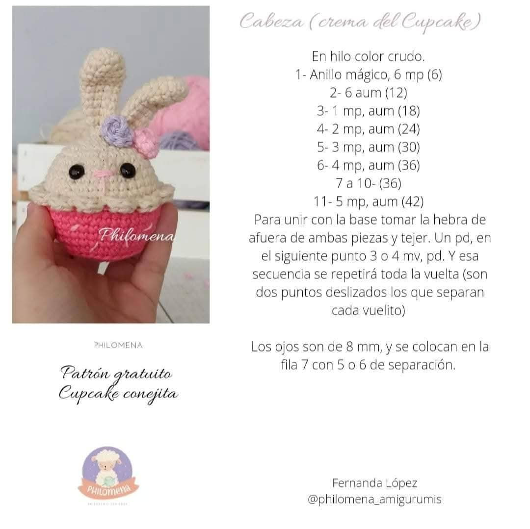 Patrón de amigurumi: Conejito cupcake adorable y fácil de tejer