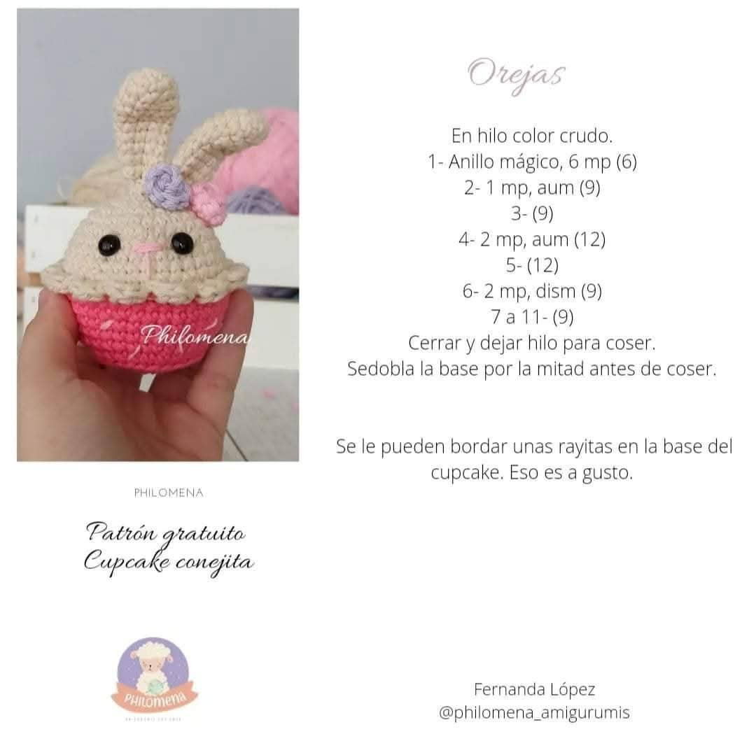 Patrón de amigurumi: Conejito cupcake adorable y fácil de tejer