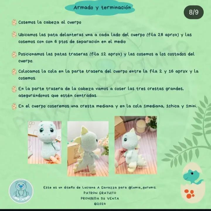 Patrón de amigurumi: Crea tu propio dinosaurio bebé adorable