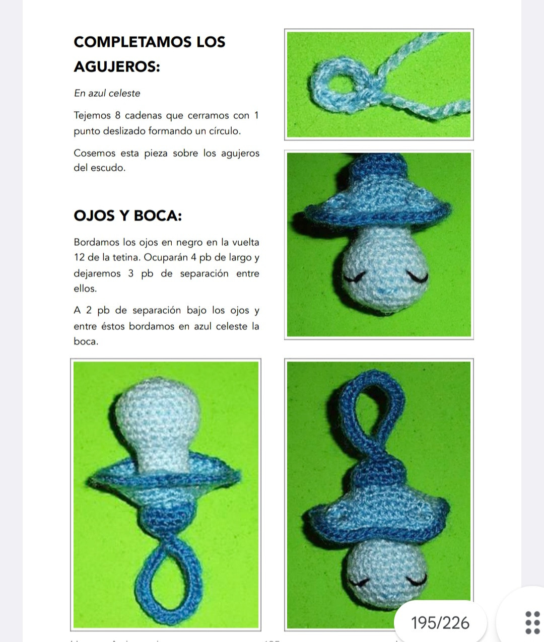 Patrón de amigurumi: crea un chupete de llavero azul paso a paso