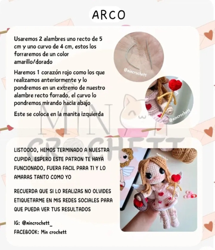 Patrón de Amigurumi: Cupida con Corazones para San Valentín