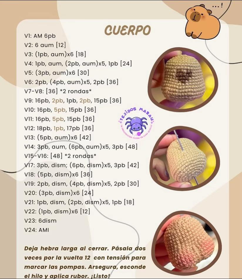Patrón de amigurumi de capibara con llavero de calabaza, patrón gratuito.