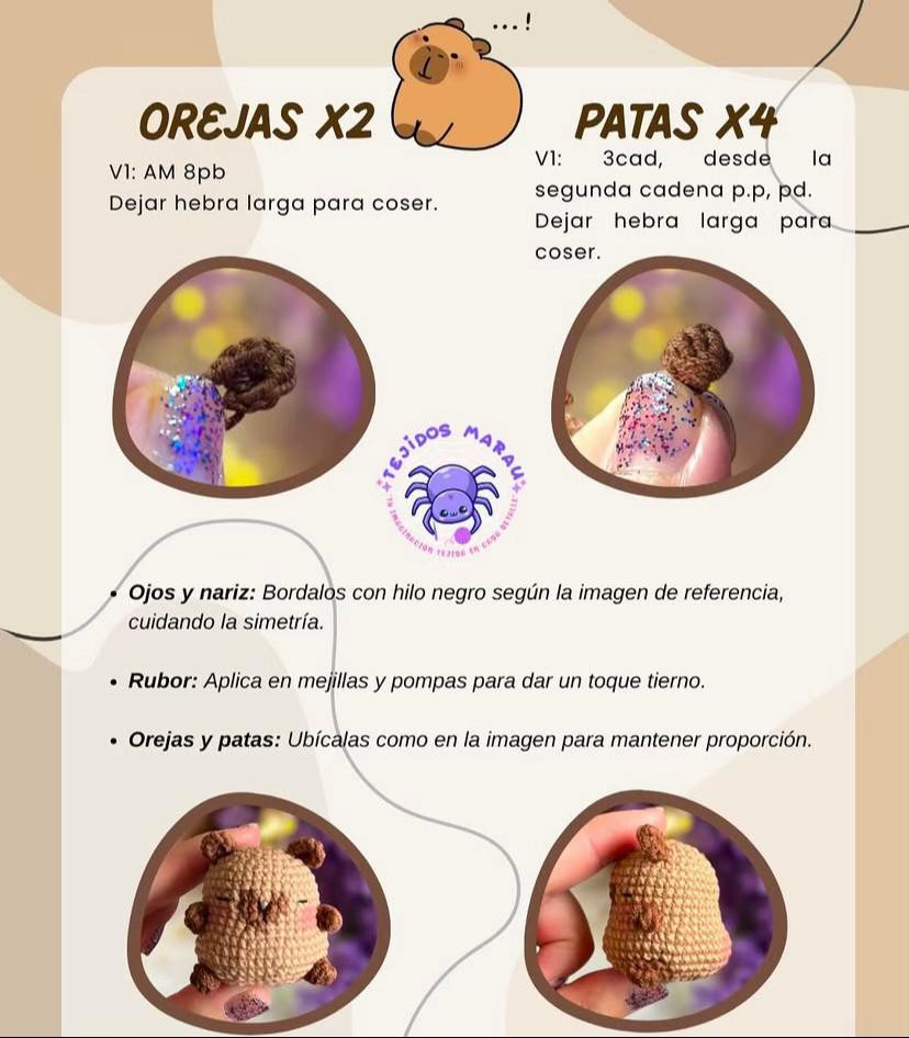 Patrón de amigurumi de capibara con llavero de calabaza, patrón gratuito.