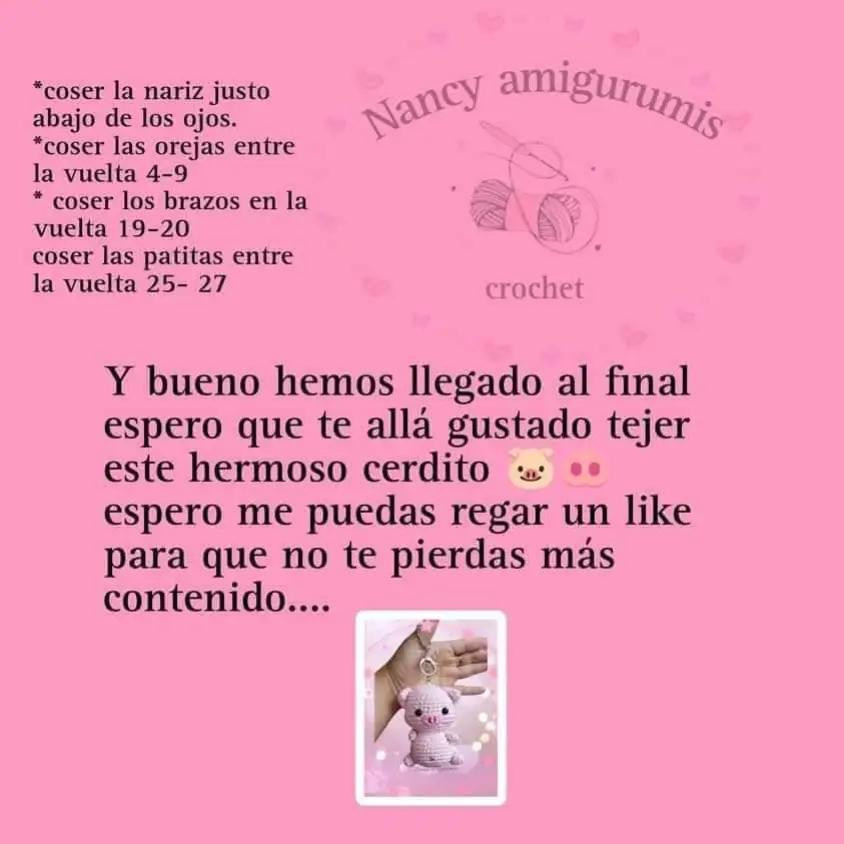 Patrón de amigurumi de cerdito adorable para llavero