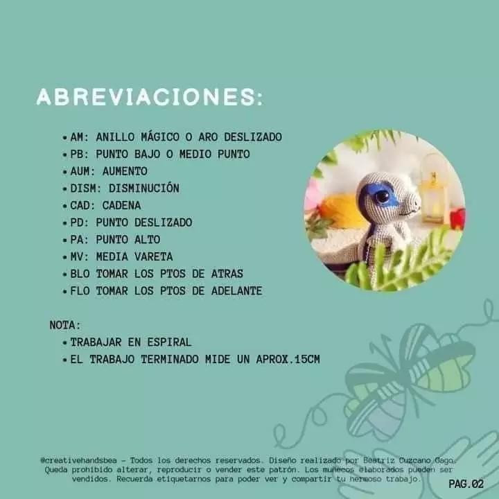 Patrón de Amigurumi de Dinosaurio Azul para Principiantes