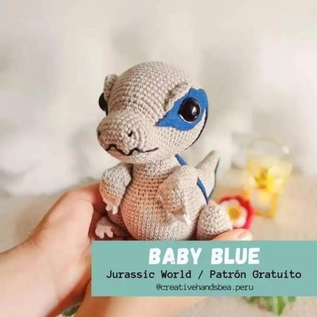Patrón de Amigurumi de Dinosaurio Azul para Principiantes