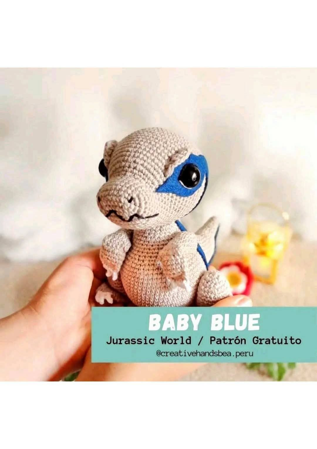 Patrón de Amigurumi de Dinosaurio Azul para Principiantes