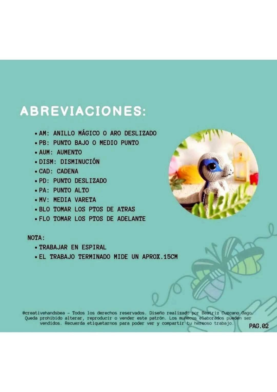 Patrón de Amigurumi de Dinosaurio Azul para Principiantes