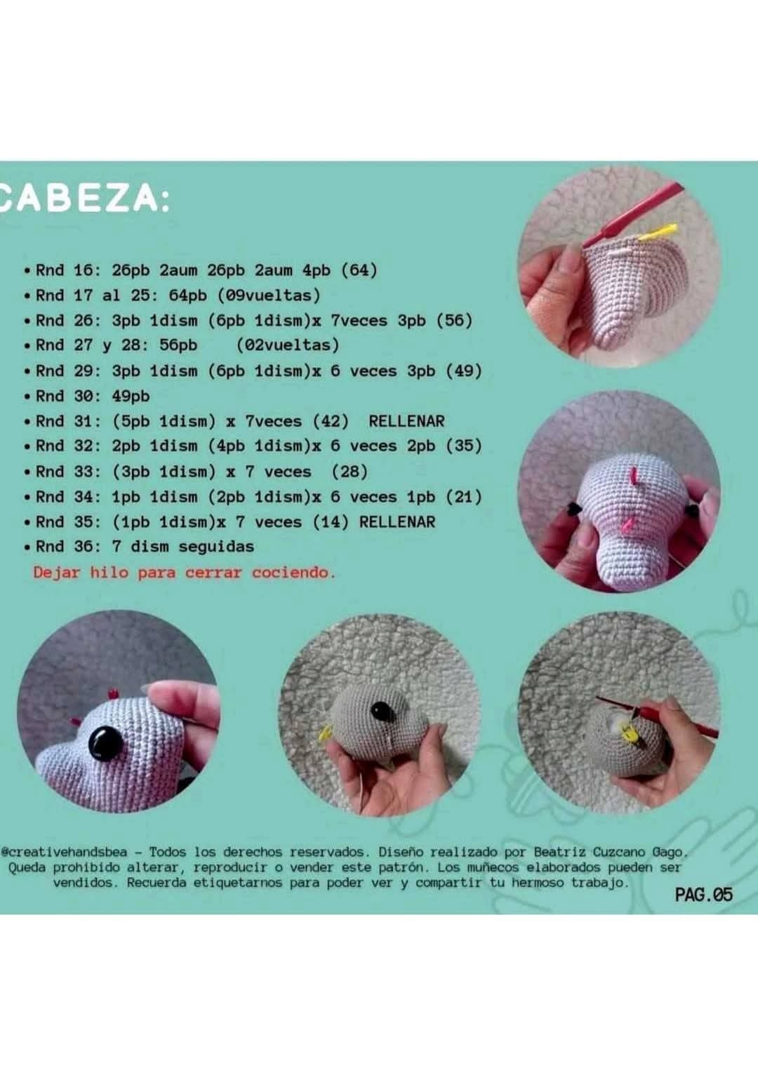 Patrón de Amigurumi de Dinosaurio Azul para Principiantes
