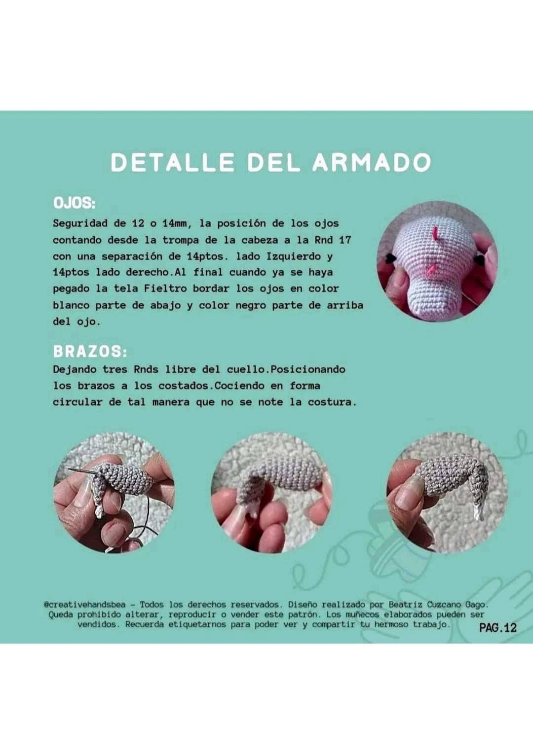 Patrón de Amigurumi de Dinosaurio Azul para Principiantes