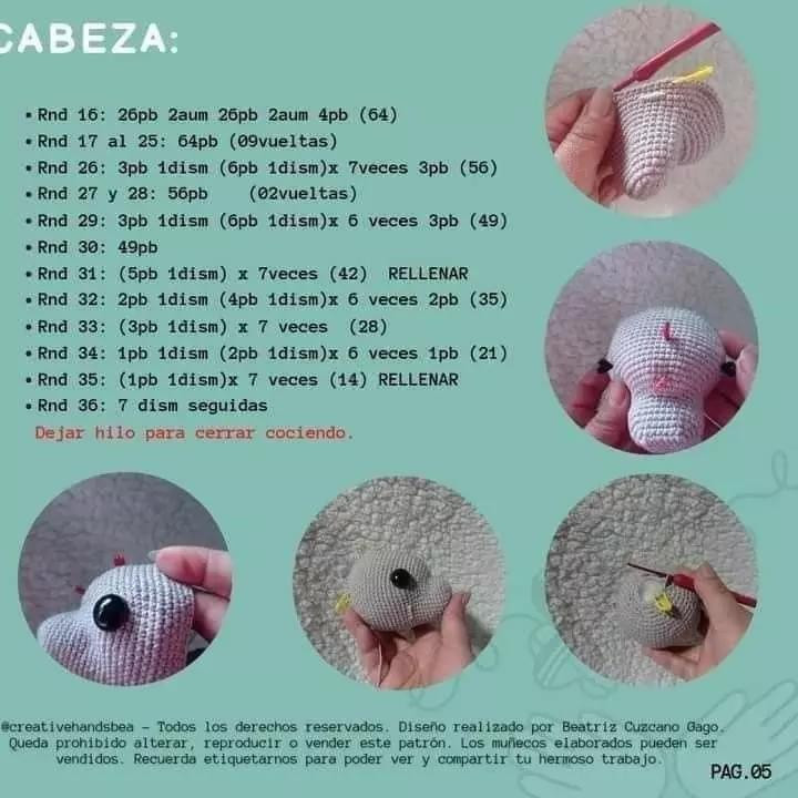 Patrón de Amigurumi de Dinosaurio Azul para Principiantes