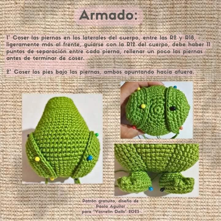 Patrón de amigurumi de dinosaurio con flotador para principiantes