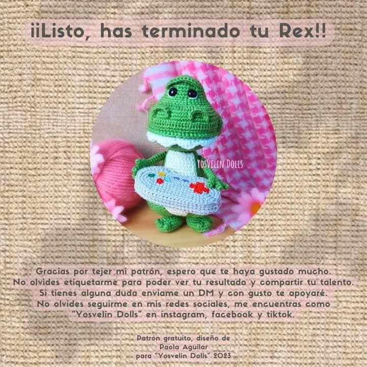 Patrón de amigurumi de dinosaurio con flotador para principiantes