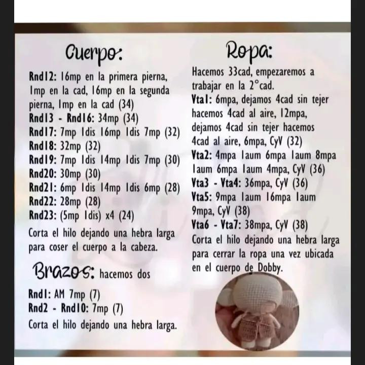 Patrón de Amigurumi de Dobby: Instrucciones Detalladas para Tejedores