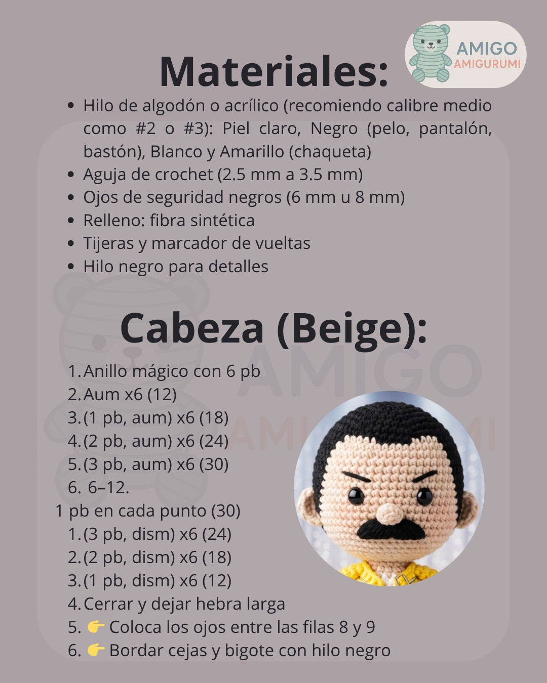 Patrón de Amigurumi de Freddie Mercury: Crea tu Ícono Musical a Crochet