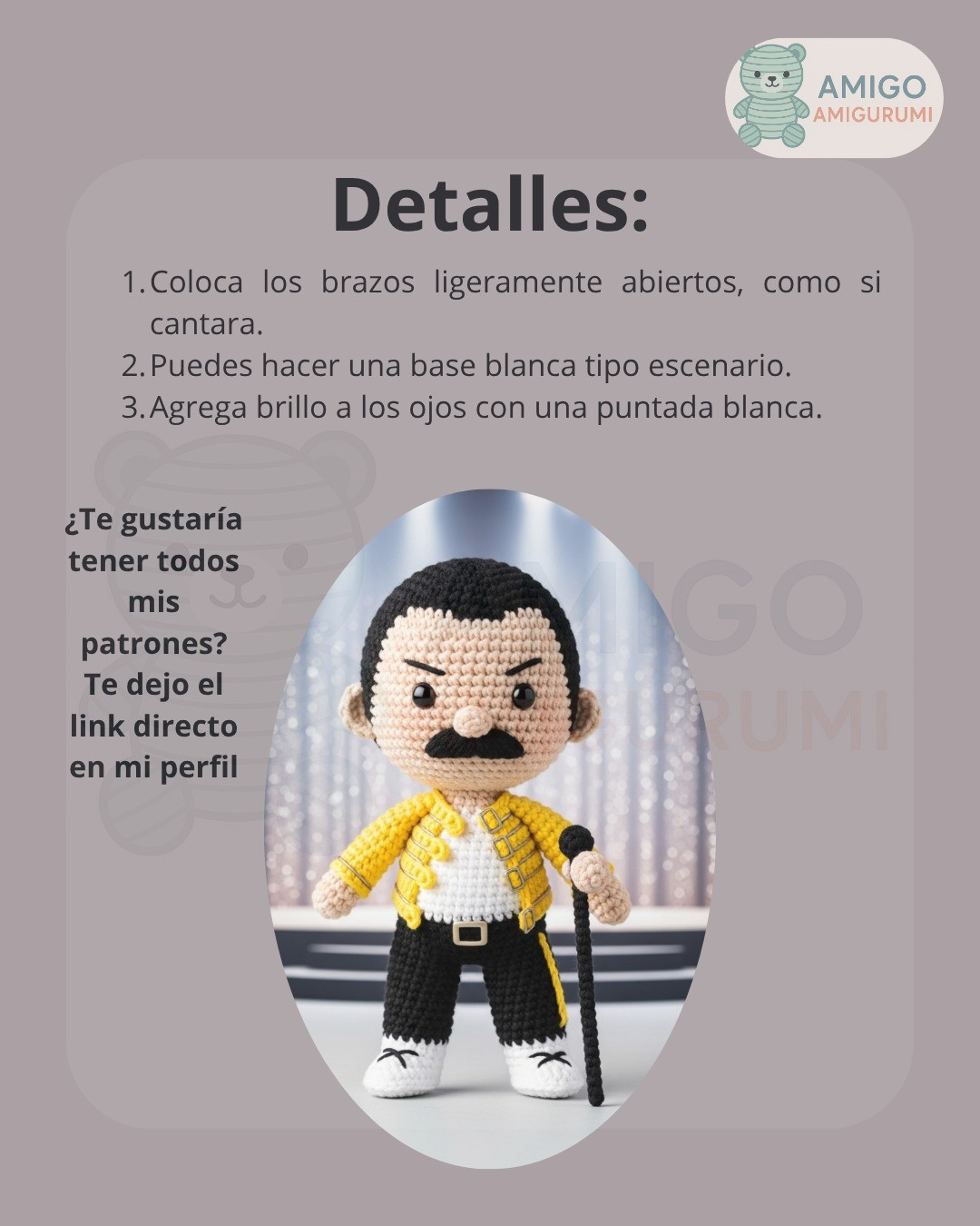 Patrón de Amigurumi de Freddie Mercury: Crea tu Ícono Musical a Crochet