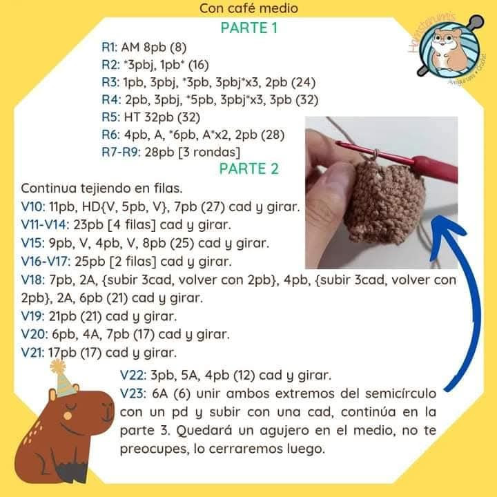 Patrón de amigurumi de hámster disfrazado de capibara, fácil y gratuito