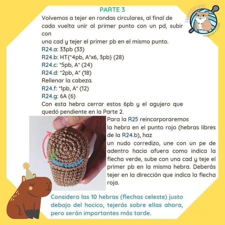 Patrón de amigurumi de hámster disfrazado de capibara, fácil y gratuito