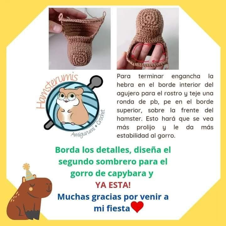 Patrón de amigurumi de hámster disfrazado de capibara, fácil y gratuito