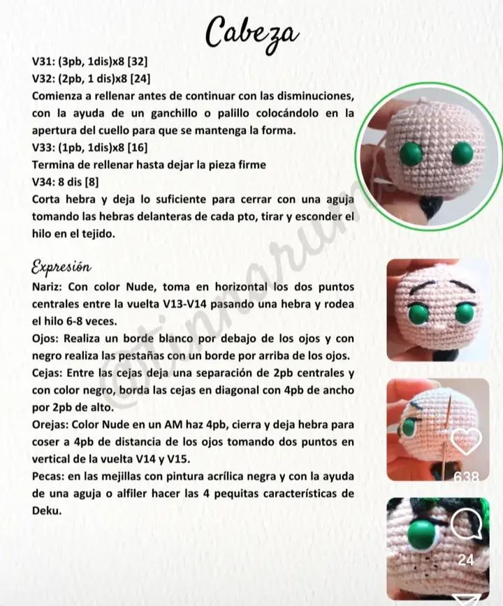 Patrón de amigurumi de Izuku Midoriya para tejer a crochet