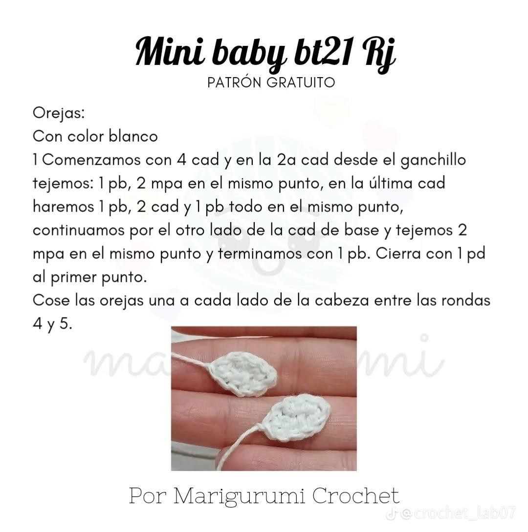Patrón de amigurumi de mini peluche BT21 RJ gratis y fácil de seguir